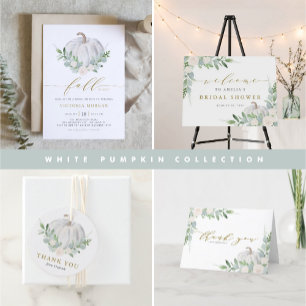 White Pumpkin Kraft Paper Fall Brautparty Einladung
