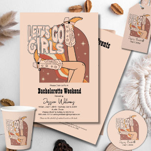 Retro Pastel Pink Rodeo Bachelorette Begrüßungszei Poster