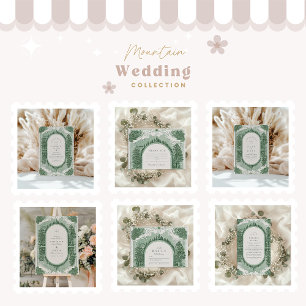 Romantische Vintage Waldlandschaft mit Bergen Einladung