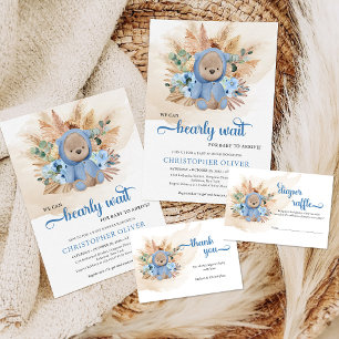 Teddy Bären blauen Blumen Pampas Dank für die komm Poster