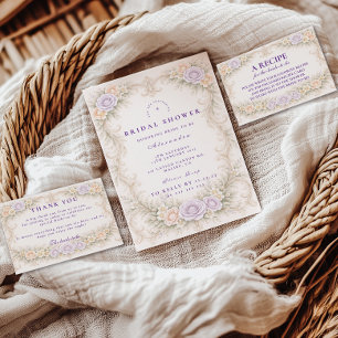 Lavendel-Rosa-Barock-Brautparty Dankeskarte