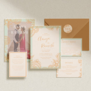 Mehndi Henna Wedding Enclosure Card Begleitkarte