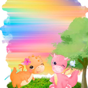 Niedlich Rosa Orange Dragons Girl Baby Dusche Einladung