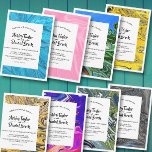 Moderne, schwarz geschmolzene Gold Stilvolle Abstr Einladung