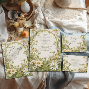 Vintag Daisy Wedding Art Nouveau All In One Einladung