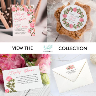 HÜBSCH PINK WILD ROSE BRAUTPARTY NAME DATUM RUNDER AUFKLEBER