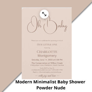Modern-minimalistische Babyparty   Puderrosé Einladung