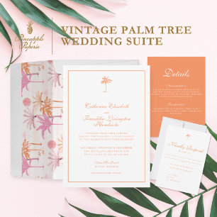 Elegante Palm Tree Tropical Wedding Einladung