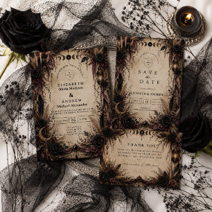 Boho-Goth-Hochzeit Dankeskarte