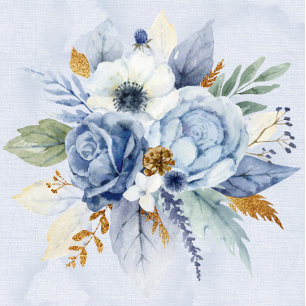 Dusty Navy Blue Gold Peony Polterabend lädt ein