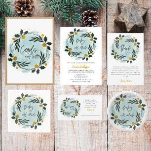 Baby It's Cold Outside Winter Blau Gold Baby Showe Dankeskarte