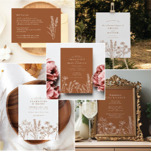 Wildblume Burnt Orange Einladung zur Hochzeit