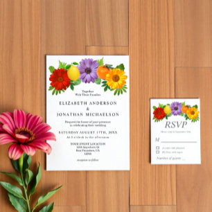 Citrus Floral Garden Wedding RSVP Karte