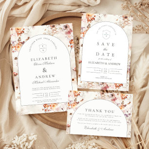 Luftige Wiesen Botanische Hochzeit Dankeskarte