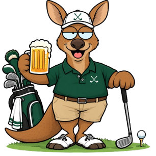 Golf spielender Vater Aussie-Känguru Runder Aufkleber