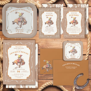 Western Cowboy Bucking Bronco Quadratischer Aufkleber