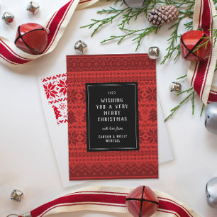 Rücksendeadresse rot/weiß Pixel Snowflake