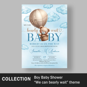 Niedliche Aquarellteddy Bär Heißluftballon Begleitkarte