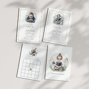 "Unser nächstes Kapitel" Babyparty mit Buch-Motto Dankeskarte