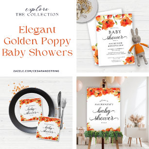 BUDGET Summer Golden Poppy Baby Dusche Einladung