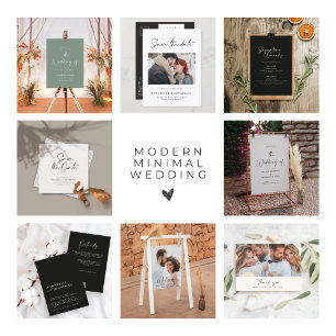 Moderne minimale Weise grün zeitgenössische Hochze Einladung