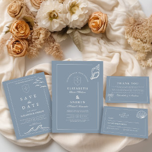 Nautical Hand Drawn Wedding RSVP Karte
