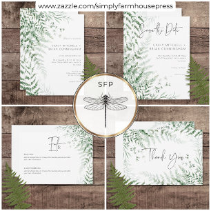 Elegant Delicate Greenerity Ferns Wedding Einladun Einladung