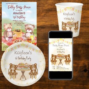 Teddy trägt eine Geburtstagsparty mit Picknick Einladung