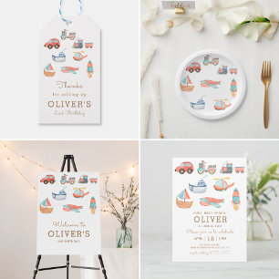 Niedlicher Wasserstraßenverkehr Junge Geburtstagsp