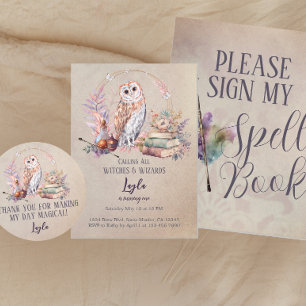 Magic Owl Girl Wizard Einladung zum Geburtstag