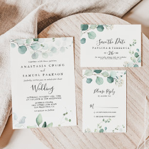 Summer Green Eucalyptus Nuestra Boda Wedding Einladung