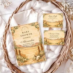 Western-Desert-Wildflower-Baby-Shower Einladung