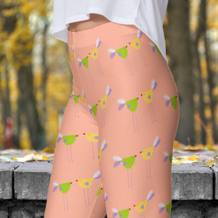 Niedliches rosa, zwei kleine Vogelmuster Leggings