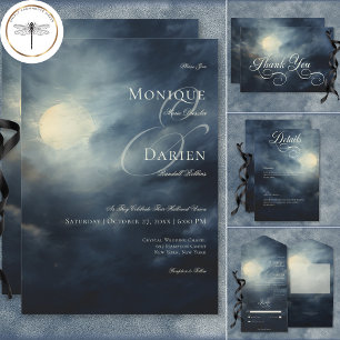 Dunkle Gothic Full Moon Night Sky Wedding Save The Date