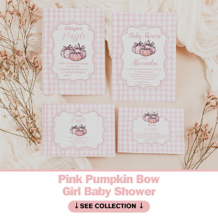 Pink Pumpkin Bow Girl Baby Dusche Einladung