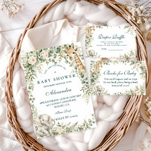 Botanisches Pink Safari Mädchen Baby Shower Einladung