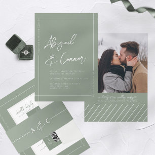 Einfache, moderne Sage Grüne Kalligrafie Einladung