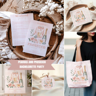 Pijamas und Prosecco-Junggeselinnen-Abschied Wasserflaschenetikett