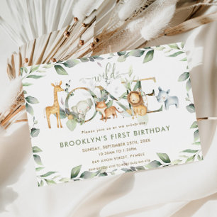 Chic Jungle Animals Greenerity Baby Shower by Mail Einladung