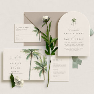 Devonport Modern Watercolor Palm Save the Date