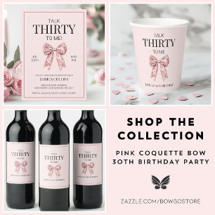 Sprich Dreißig mit mir Elegant Rosa Bow 30. Geburt Runder Aufkleber