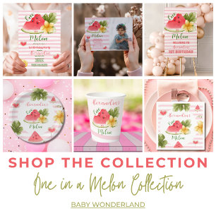 Rosa Wasserfarbe Eins in einem Melon Girl Erstgebu Pappteller