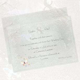 Hübsche Pastel-Butterflies-Hochzeit Einladung