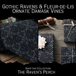 Gotischer viktorianischer Mitternachts-Rabe Fleur- Geschenkpapier Set
