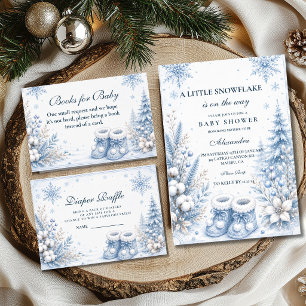 Blaue kleine Schneeflocke Baby Shower Einladung