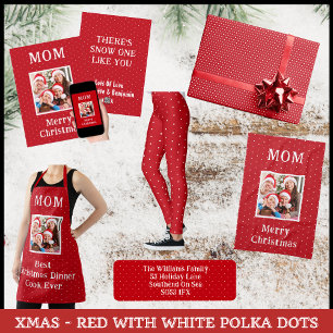 Frohe Weihnachts Mama Rot und Weiß Polka Dot Schne Geschirrtuch