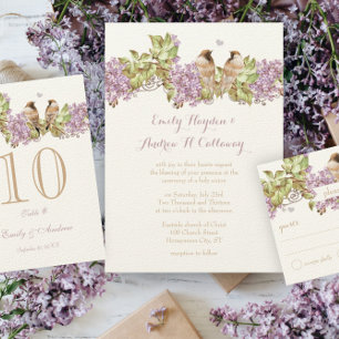 Lavender Lilac Love Bird Wedding Einladung