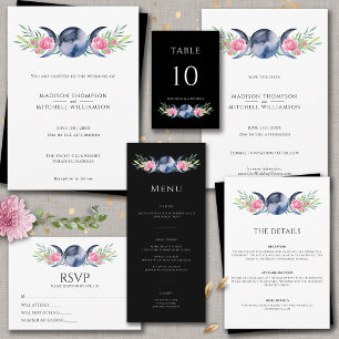 Mondphasen Pink Floral Metaphysische Hochzeit Save The Date