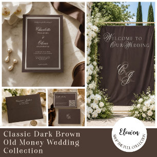 Klassische dunkelbraune Hochzeit im Stil des alten Einladung