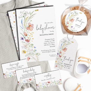 Wildblumen Babydusche Dankeskarte